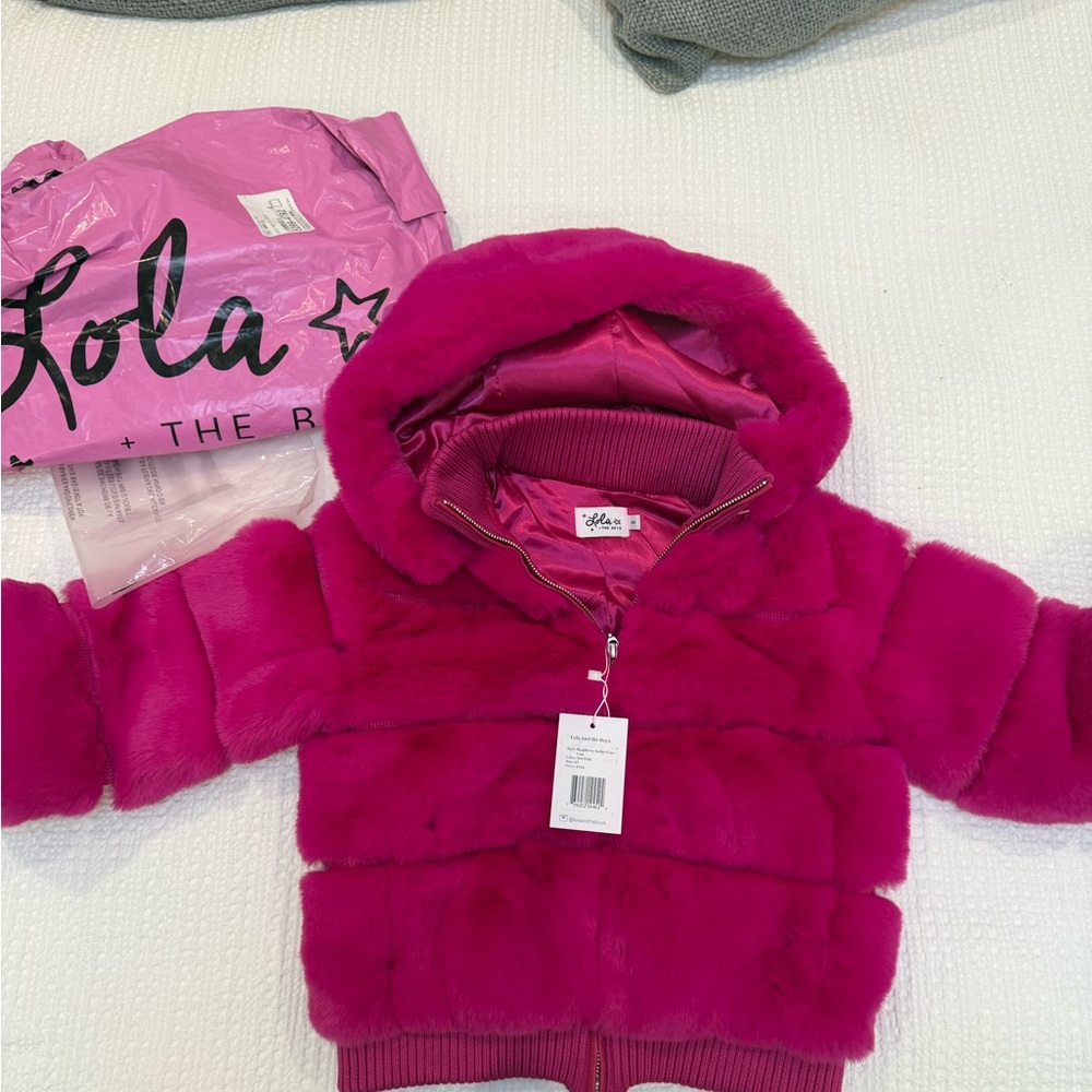 Lola + The Boys Raspberry Faux Fur Coat